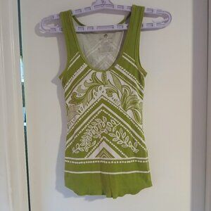 Banana Republic Women's Boho Hippie Green White Wide Strap Tank GUC